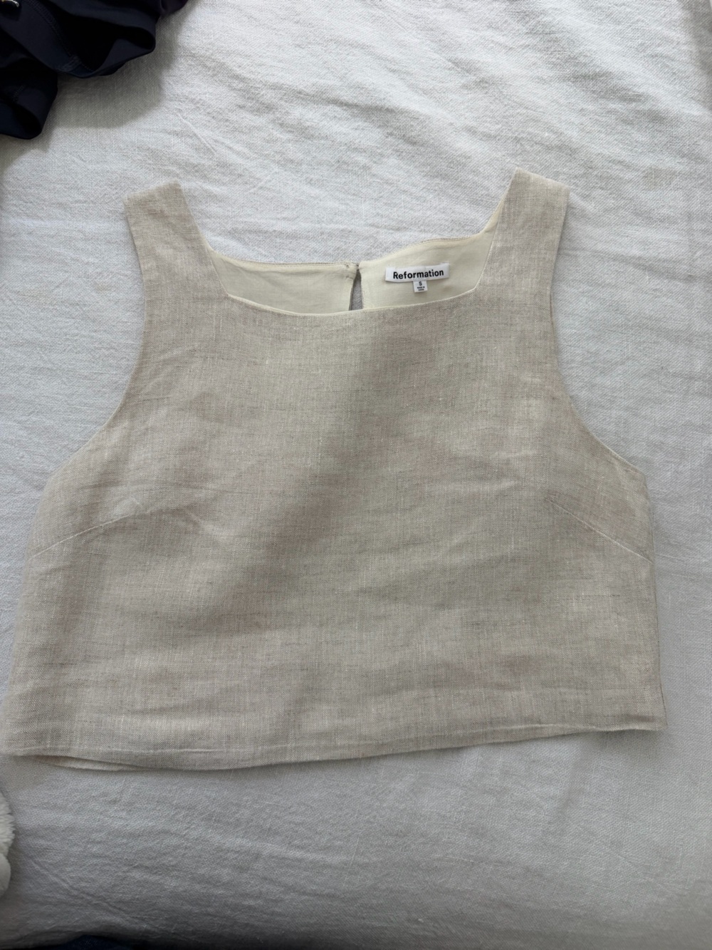 Reformation Beige Linen Tank Top